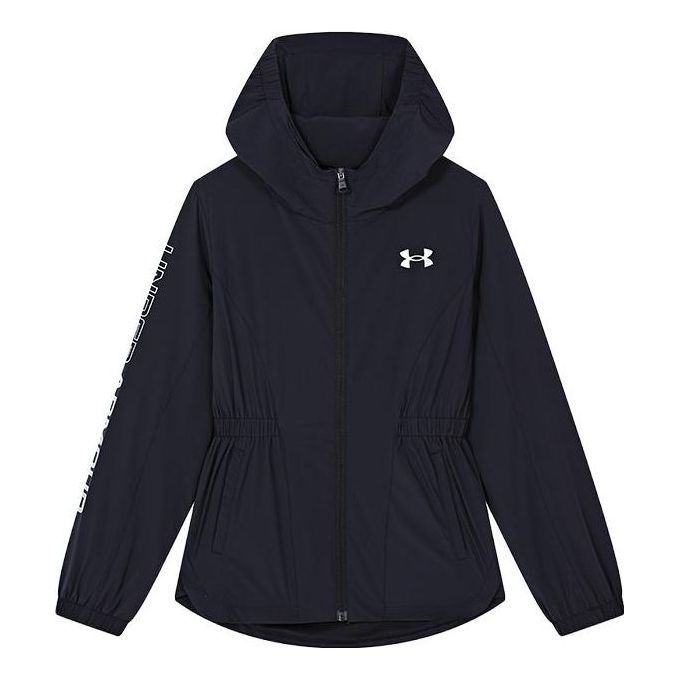 (GS) Under Armour Woven Branded Full Zip Hooded Jacket 'Black' 233204521 sold by KicksCrew