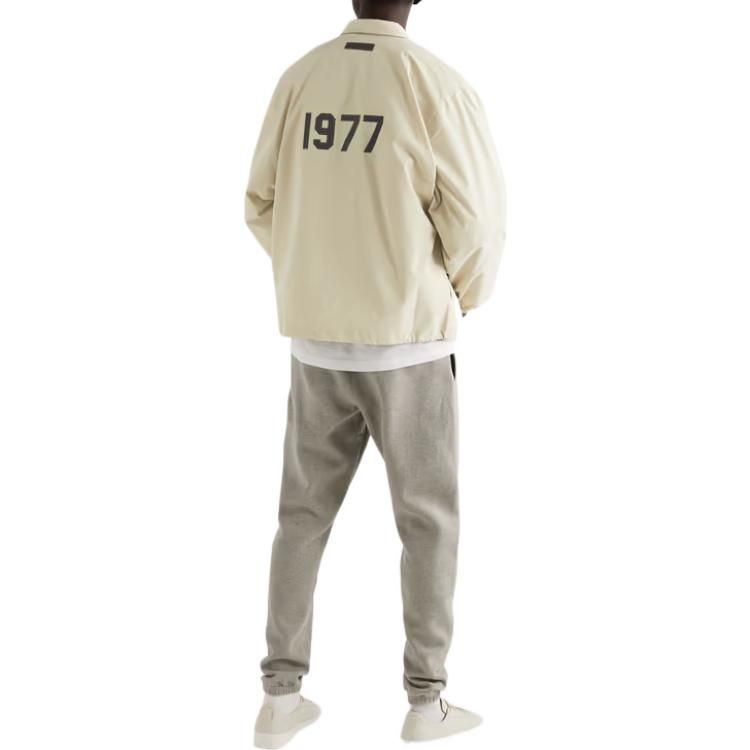 Fear of God Essentials FW22 Logo-Flocked Cotton-Blend Coach Jacket 'Wheat' FOG-FW22-299 sold by KicksCrew product image thumbnail 3