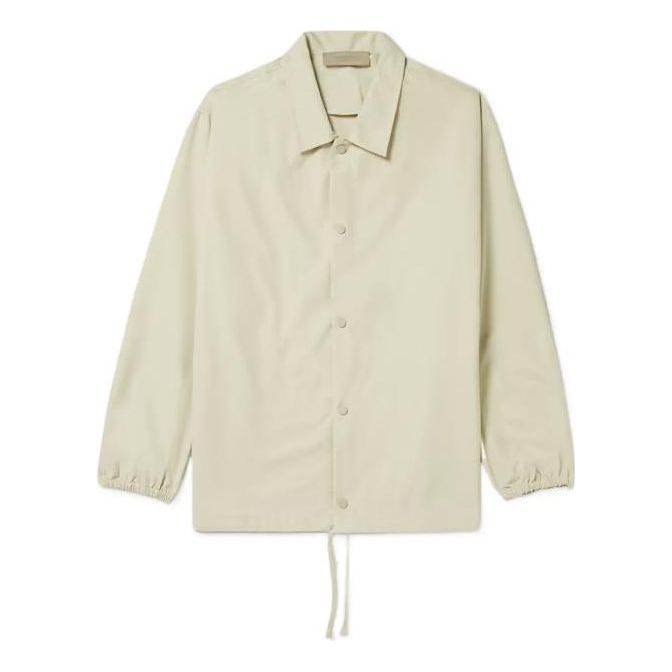 Fear of God Essentials FW22 Logo-Flocked Cotton-Blend Coach Jacket 'Wheat' FOG-FW22-299 sold by KicksCrew