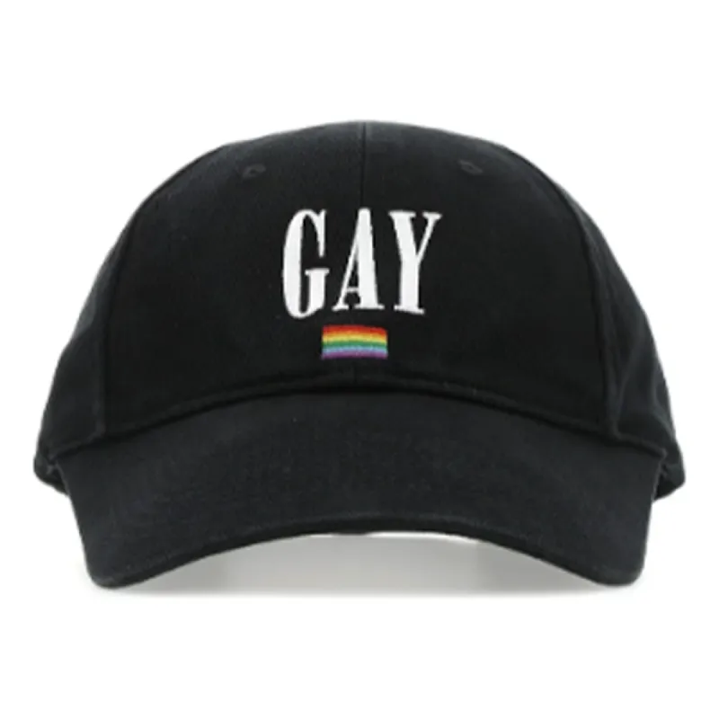 (WMNS) Balenciaga Embroidered Pride Logo Cotton-Twill Baseball Cap 'Black' 670811410B21000 sold by KicksCrew