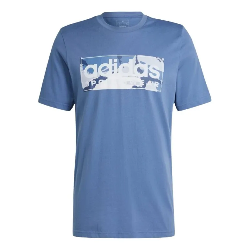 adidas Camo Linear Graphic T-Shirt Asia Sizing 'Blue' IR5834 sold by KicksCrew