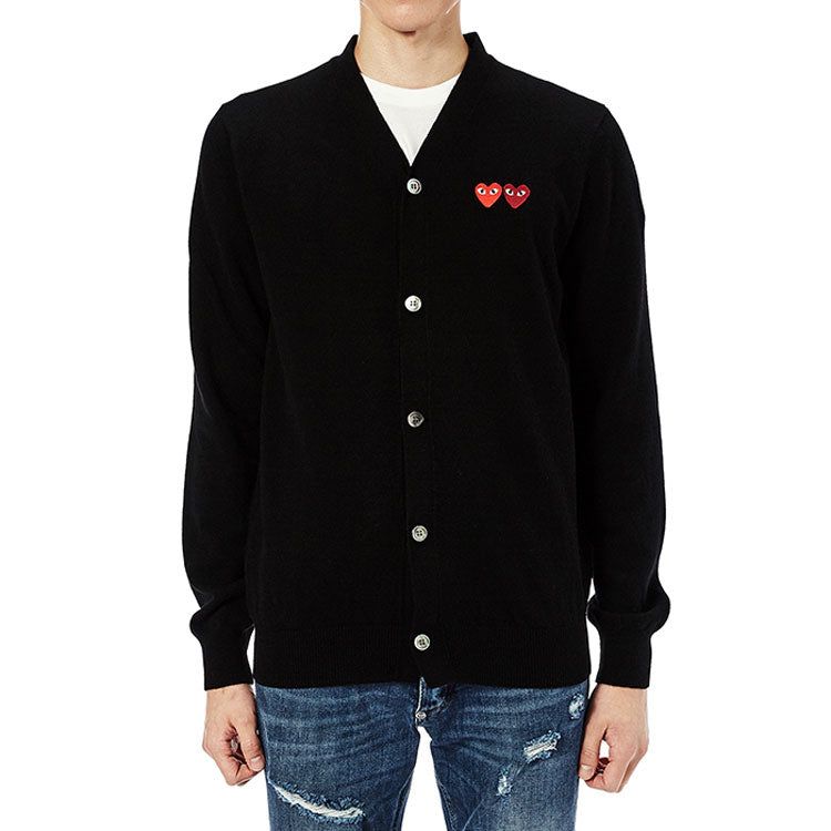COMME des GARCONS PLAY Cardigan With Double Emblems 'Black' AZ-N058-051-1 sold by KicksCrew product image thumbnail 2