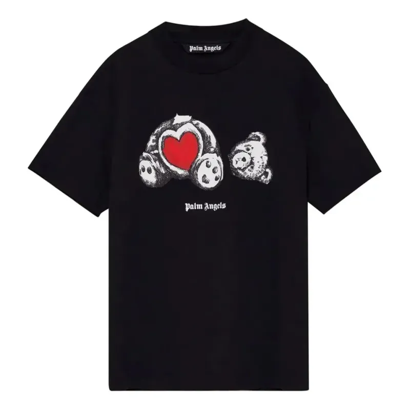 Palm Angels Bear In Love Classic Tee 'Black White' PMAA001S21JER0211001 sold by KicksCrew