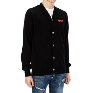COMME des GARCONS PLAY Cardigan With Double Emblems 'Black' AZ-N058-051-1 sold by KicksCrew