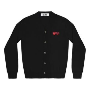COMME des GARCONS PLAY Cardigan With Double Emblems 'Black' AZ-N058-051-1 sold by KicksCrew