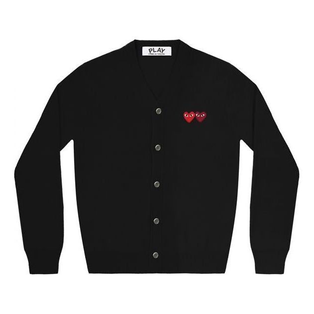 COMME des GARCONS PLAY Cardigan With Double Emblems 'Black' AZ-N058-051-1 sold by KicksCrew