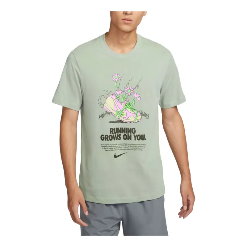 Nike Dri-FIT Graphic Running T-Shirt Asia Sizing 'Light Green' FZ8066-370 sold by KicksCrew