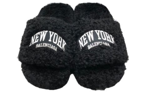 (WMNS ) Balenciaga Furry Slides 'Black' 654261W2DO21008 sold by KicksCrew