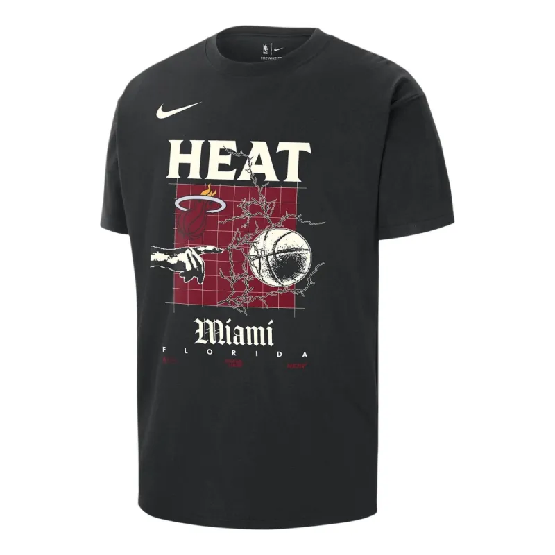 Nike NBA Max90 Miami Heat Courtside T-Shirt 'Black' FQ6107-010 sold by KicksCrew