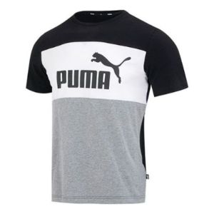 PUMA Ess Colorblock Logo Tee 'Grey' 677859-01 sold by KicksCrew