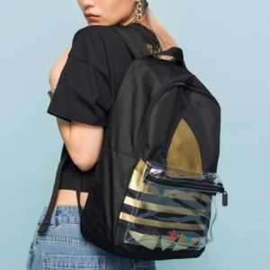 Black originals Adicolor Large Trefoil Classic Backpack 'Black Gold Metallic' FT8913 sold by KicksCrew