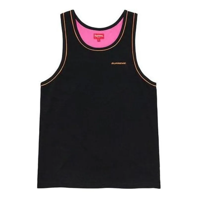 Supreme Velour Tank Top Tee 'Black Pink' SUP-SS20-7520 sold by KicksCrew