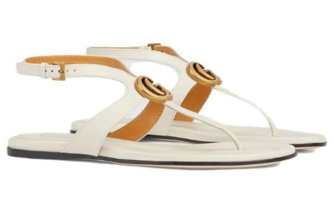 (WMNS) Gucci Double G Thong Sandal 'White Leather' 746030-BKO00-9049 sold by KicksCrew