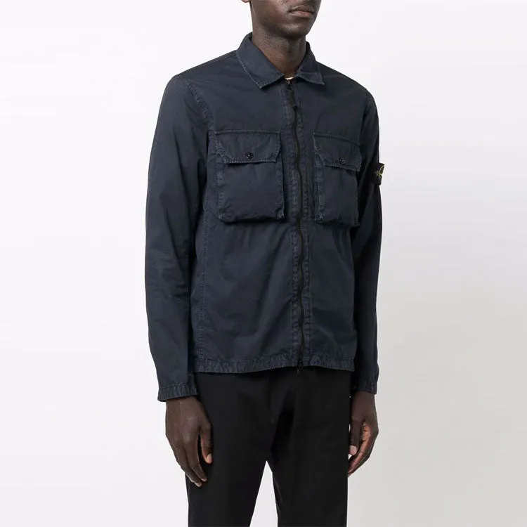 STONE ISLAND 2 Pocket Brushed Cotton Shirt Jacket 'Navy' 7515113WN-V0120 sold by KicksCrew product image thumbnail 3