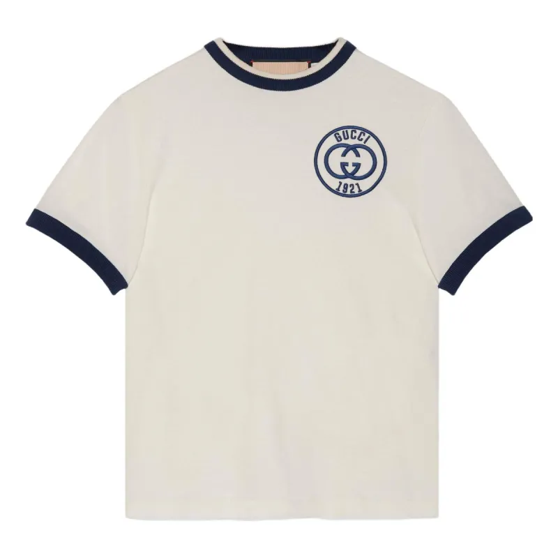 (WMNS) Gucci Cotton jersey T-shirt with Gucci embroidery 'Off White' 756596-XJFV8-9088 sold by KicksCrew