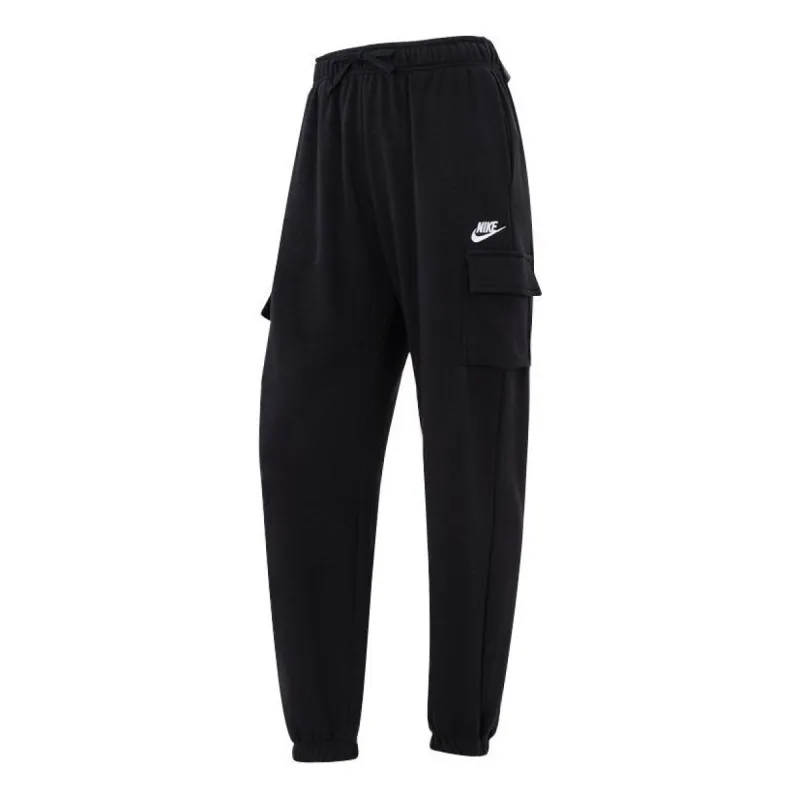 (WMNS) Nike Sportswear Club Fleece Mid-Rise Oversized Cargo Tracksuit Bottoms 'Black' DQ5197-010 made by Nike