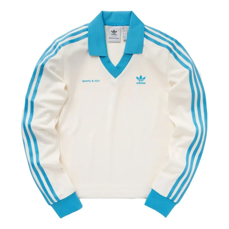 (WMNS) adidas Originals x Sporty & Rich Long Sleeve Jersey 'Cream White Blue' IN5249 sold by KicksCrew