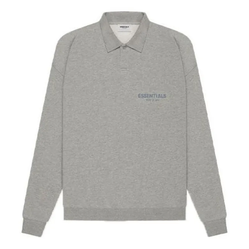 Fear of God Essentials SS21 Long Sleeve French Terry Polo Shirt 'Dark Heather Oatmeal' FOG-SS21-616 sold by KicksCrew