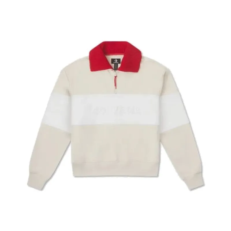 (WMNS) Converse YOTD Half-Zip Crew Sweater 'Beige' 10026812-A01 sold by KicksCrew