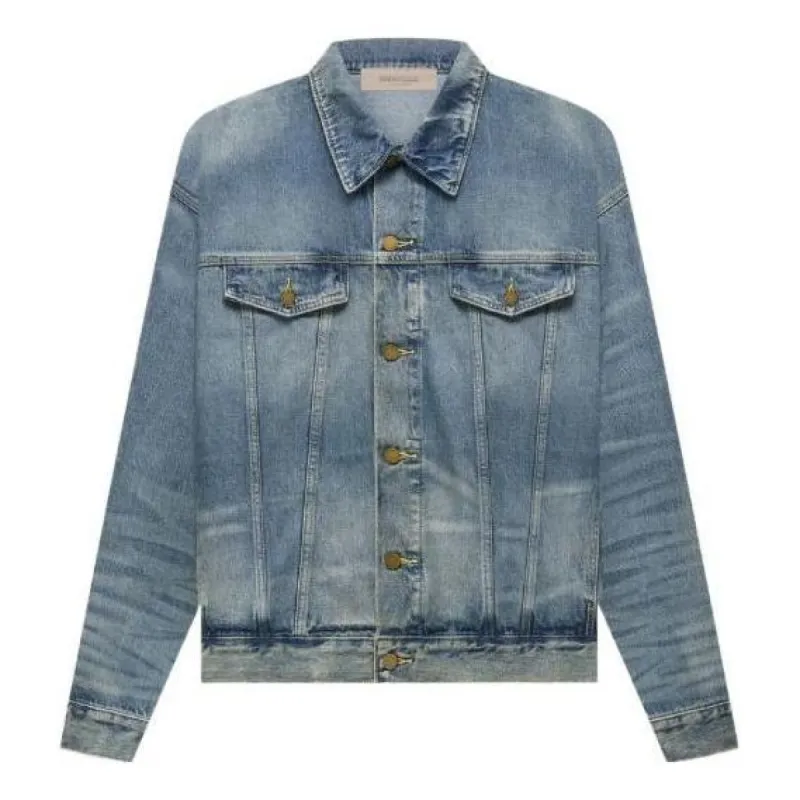 Fear of God Essentials FW22 Denim Trucker Jacket 'Indigo' FOG-FW22-005 sold by KicksCrew