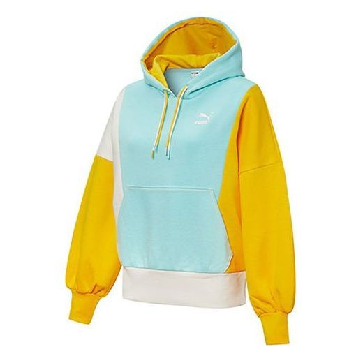 (WMNS) Puma Panelled Hoodie 'Blue Yellow White' 532184-33 sold by KicksCrew