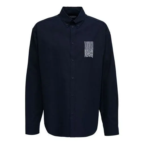 Balenciaga Barcode Logo Shirt 'Navy' 662982TKM028065 sold by KicksCrew