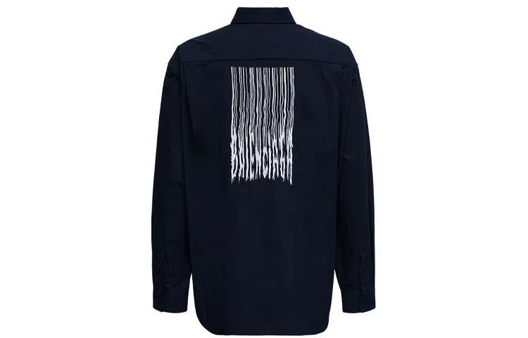 Balenciaga Barcode Logo Shirt 'Navy' 662982TKM028065 sold by KicksCrew product image thumbnail 2