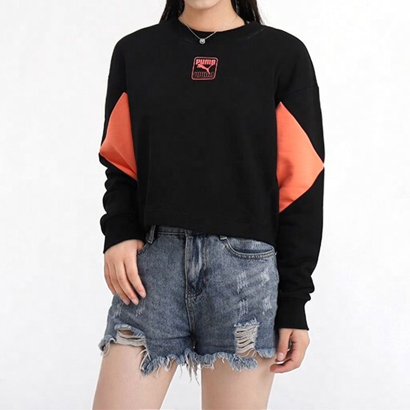 (WMNS) Puma Rebel Crew Cropped Training Sweatshirt 'Black Orange' 586520-51 sold by KicksCrew product image thumbnail 3