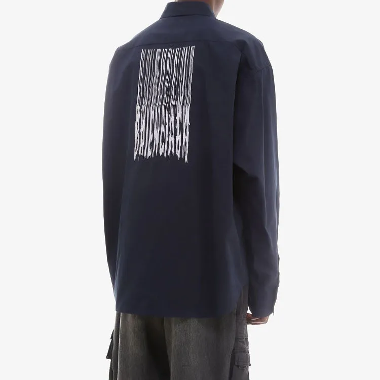 Balenciaga Barcode Logo Shirt 'Navy' 662982TKM028065 sold by KicksCrew product image thumbnail 4