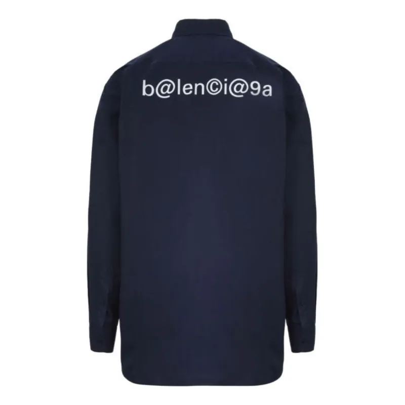 Balenciaga Symbolic Long Sleeve Shirt 'Navy' 621924TIM394100 sold by KicksCrew