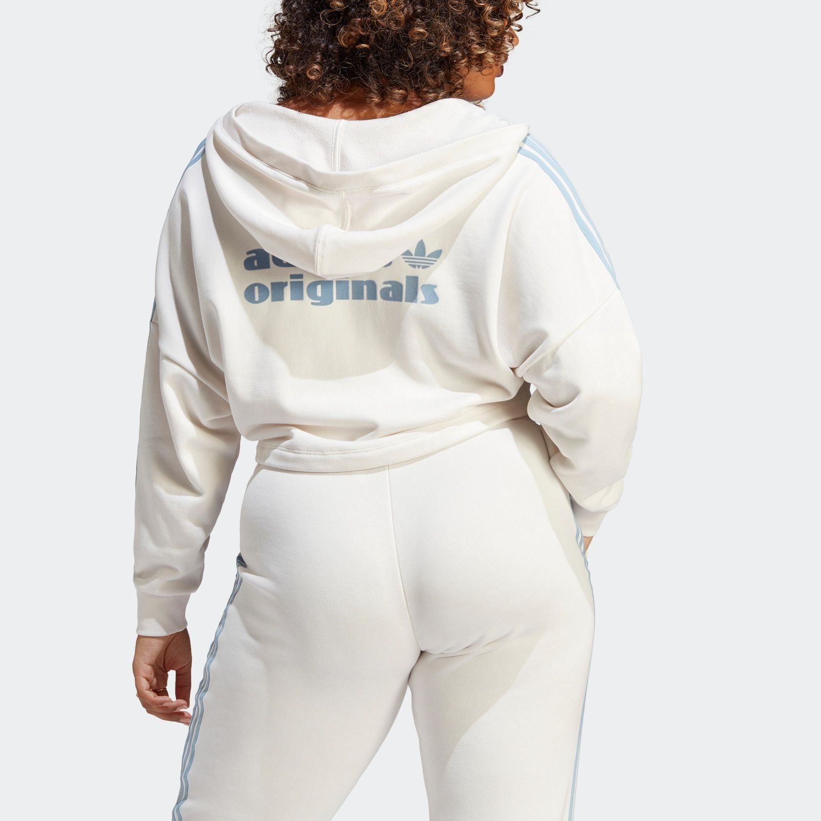 (WMNS) adidas Originals V-Neck Short Hoodie 'White' IC8521 sold by KicksCrew product image thumbnail 3