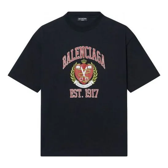 Balenciaga Est.1917 Crest Logo T-Shirt 'Black' 670943TLV891076 sold by KicksCrew
