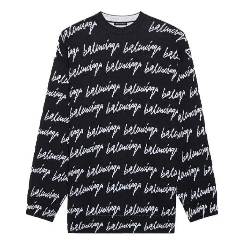 Balenciaga All Over Logo Jumper 'Black' 625984T31841070 sold by KicksCrew
