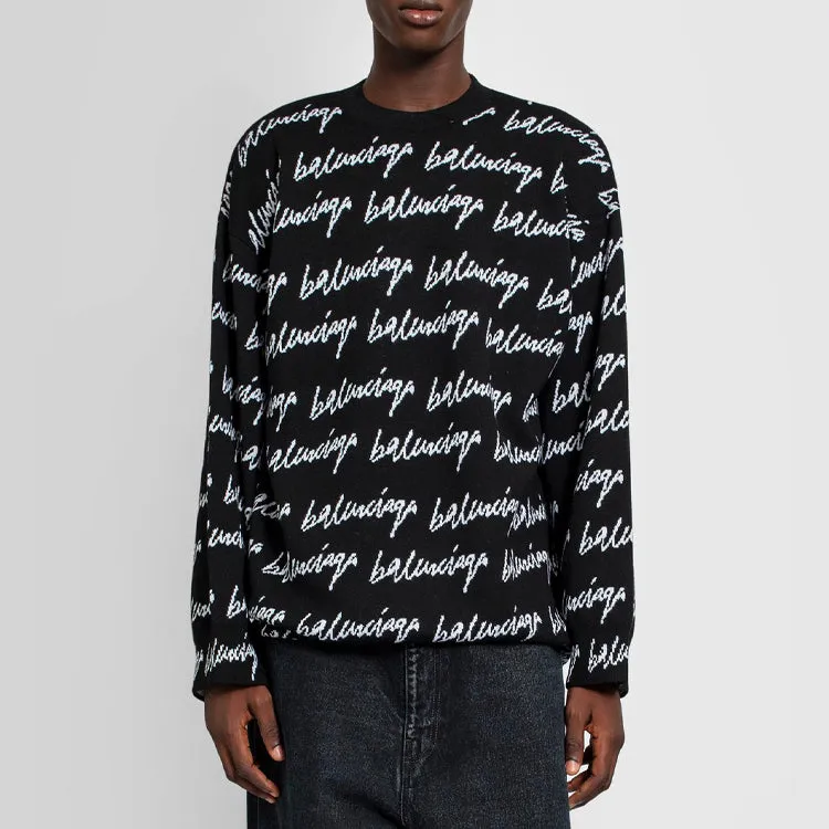 Balenciaga All Over Logo Jumper 'Black' 625984T31841070 sold by KicksCrew product image thumbnail 3