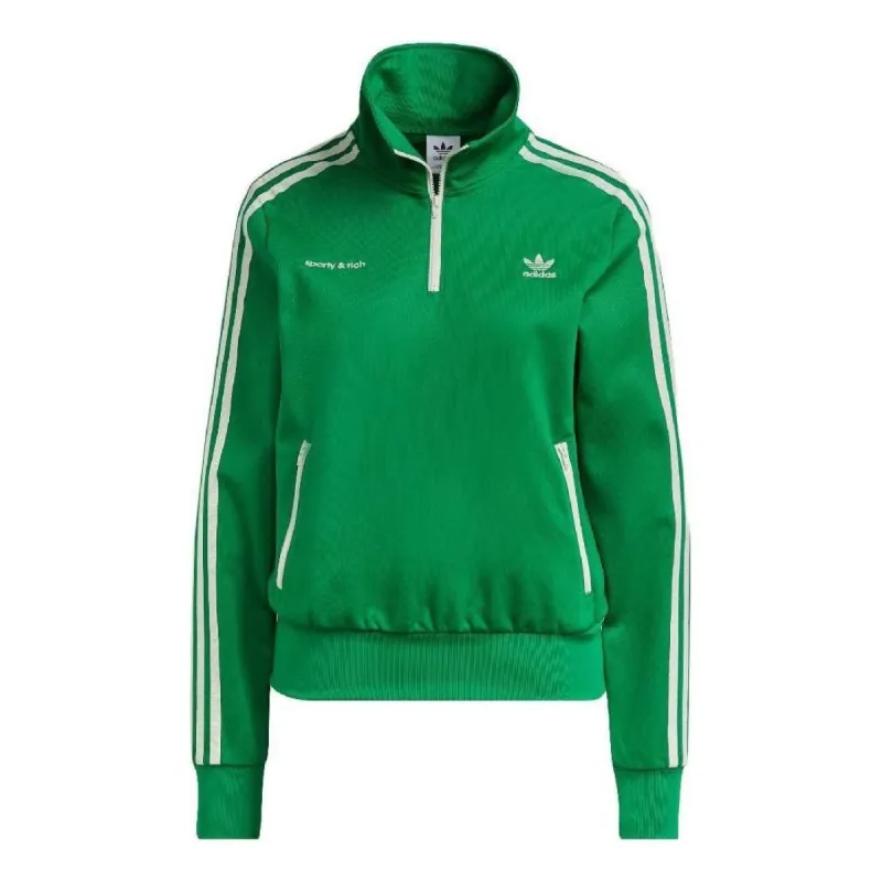 (WMNS) Adidas Sporty & Rich Half-Zip Track Jacket 'Green' IB2156 sold by KicksCrew