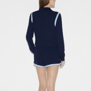 (WMNS) Gucci Cotton Piquet Zip Cardigan With Patch 'Dark Blue' 781828-XJGIT-4298 sold by KicksCrew