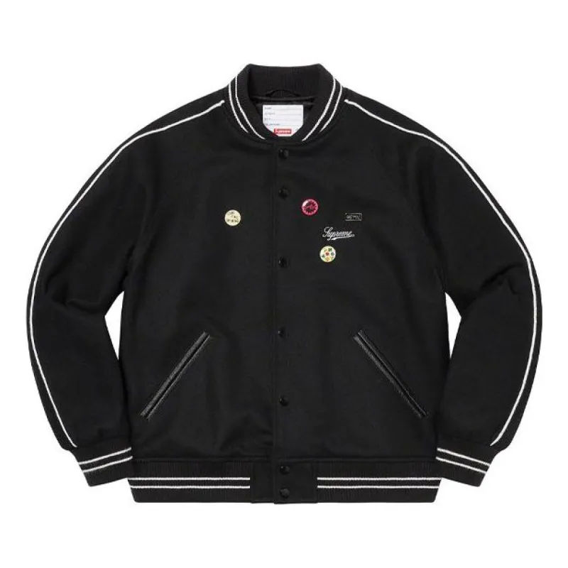 Supreme x Jamie Reid It's All Bollocks Varsity Jacket 'Black' SUP-SS21-686 sold by KicksCrew