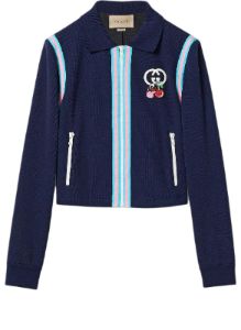 (WMNS) Gucci Cotton Piquet Zip Cardigan With Patch 'Dark Blue' 781828-XJGIT-4298 sold by KicksCrew