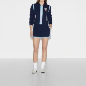 (WMNS) Gucci Cotton Piquet Zip Cardigan With Patch 'Dark Blue' 781828-XJGIT-4298 sold by KicksCrew