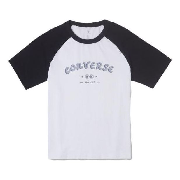 (WMNS) Converse Logo Baseball T-Shirt 'White Black' 10026176-A01 sold by KicksCrew