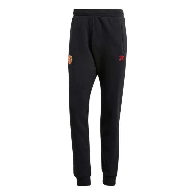 ★adidas★ Manchester United Track Pants Black Red IS6527 adidas Manchester United Originals Track Pants 'Black Red