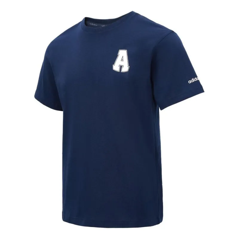 adidas Letter Printed T-Shirt 'Navy White' JD1431 sold by KicksCrew