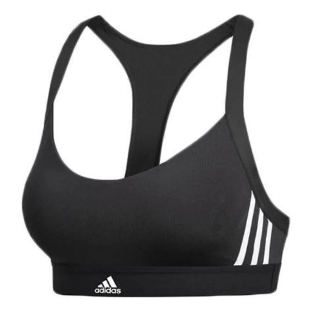 (WMNS) adidas All Me 3-Stripes Bra Asia Sizing 'Black Whtie' DU1290 sold by KicksCrew