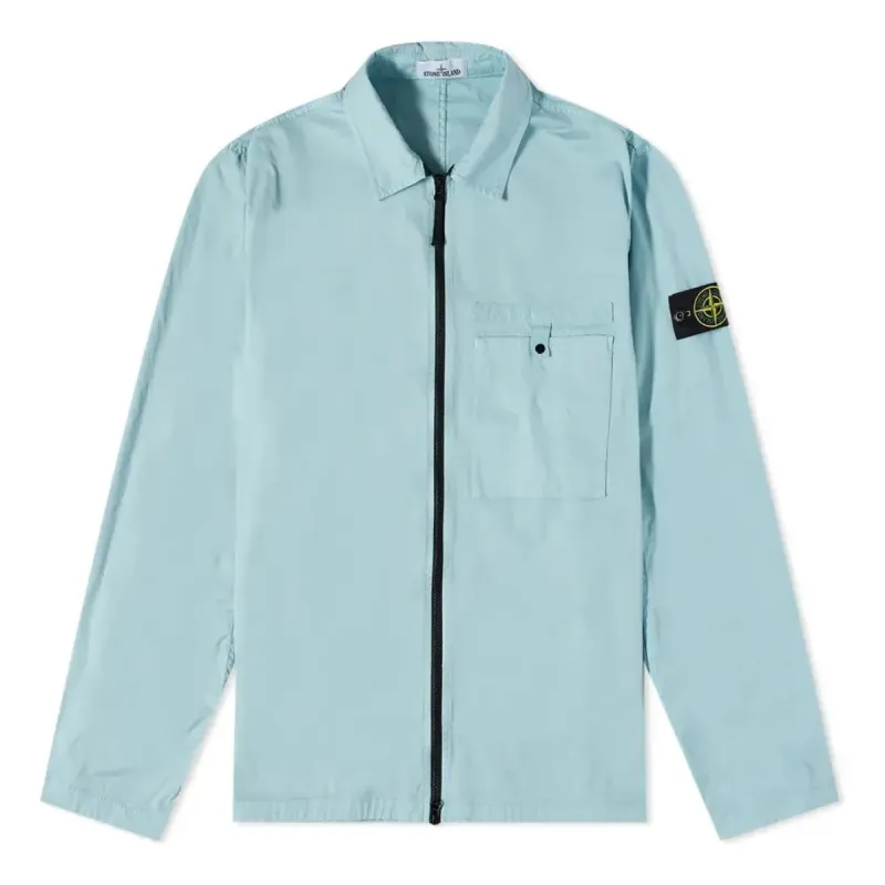 STONE ISLAND Supima Cotton Shirt Jacket 'Aqua' 761512619-V0044 sold by KicksCrew