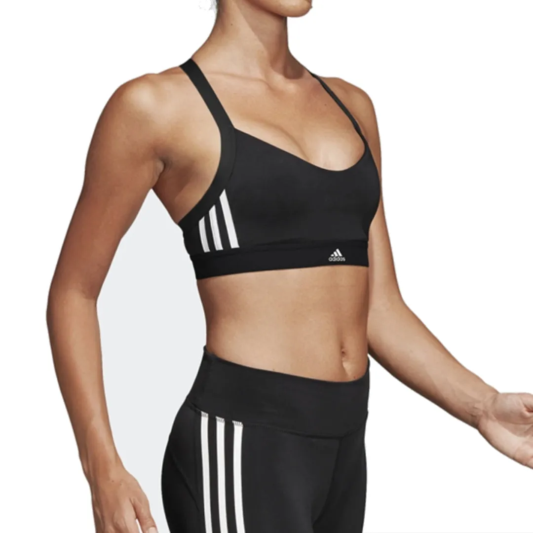 (WMNS) adidas All Me 3-Stripes Bra Asia Sizing 'Black Whtie' DU1290 sold by KicksCrew product image thumbnail 3