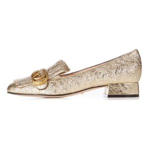 (WMNS) GUCCI Marmont Metallic Mid-Heel Pumps 'Platinum' 453480-DKT00-7100 sold by KicksCrew