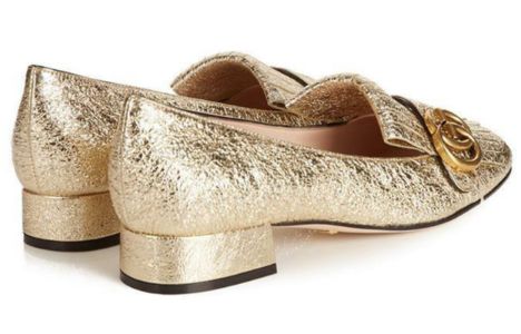 (WMNS) GUCCI Marmont Metallic Mid-Heel Pumps 'Platinum' 453480-DKT00-7100 sold by KicksCrew