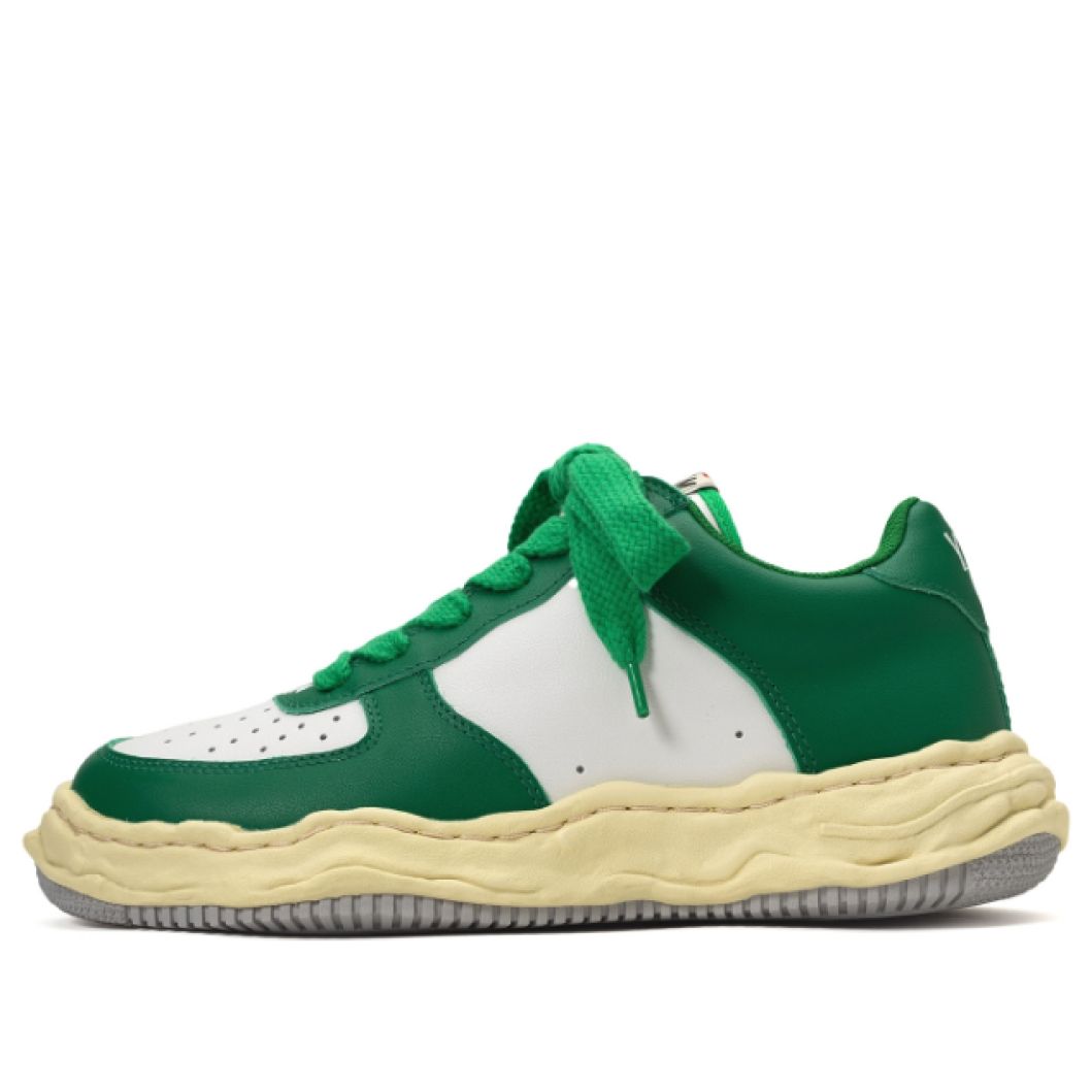 Maison MIHARA YASUHIRO WAYNE VL OG Sole Leather Low-top Sneaker 'White Green' A09FW730-WHTGRN sold by KicksCrew