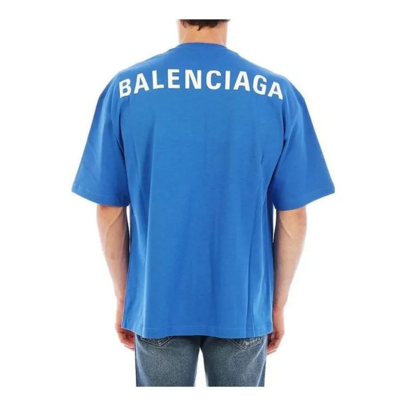 Balenciaga Back Print Logo Cotton T-Shirt 'Blue' 570805THV808077 sold by KicksCrew