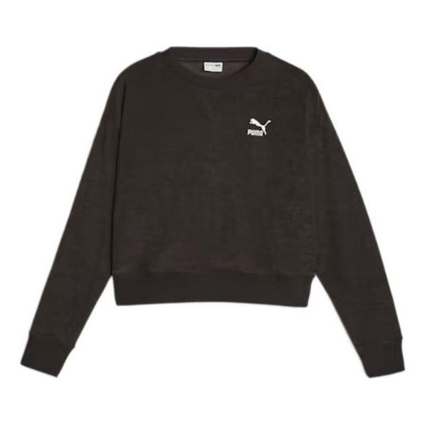 (WMNS) Puma Classics Fleece Crew 'Black' 621413-01 sold by KicksCrew